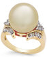 ფოტო #1 პროდუქტის Cultured Golden South Sea Pearl (13mm) and Diamond (1/2 ct. t.w.) Statement Ring in 14k Gold