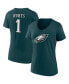 Фото #2 товара Women's Jalen Hurts Midnight Green Philadelphia Eagles Player Icon Name and Number V-Neck T-shirt