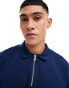 ASOS DESIGN heavyweight oversized boxy rolled sleeve polo in navy