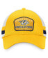 ფოტო #2 პროდუქტის Men's Gold, White Nashville Predators Fundamental Striped Trucker Adjustable Hat
