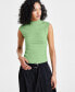 Фото #4 товара Women's Sleeveless Mock-Neck Cropped Top, Created for Macy's