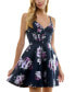 ფოტო #1 პროდუქტის Juniors' Foil Floral Print Sleeveless Fit & Flare Dress