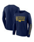 Фото #1 товара Men's Navy Michigan Wolverines Big and Tall Two-Hit Graphic Long Sleeve T-shirt