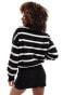 Фото #4 товара French Connection half zip cropped knitted jumper in black and white stripe