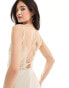 Y.A.S satin cami maxi dress with lace detail in champagne