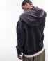 Фото #8 товара Topman premium heavyweight relaxed fit acid wash zip through hoodie in black - BLACK