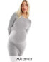 Фото #1 товара Cotton On Maternity knitted long sleeve midi dress in dark grey