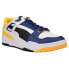 Puma Slipstream Leather Logo Lace Up Mens Blue, White, Yellow Sneakers Casual S