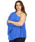 ფოტო #1 პროდუქტის Plus Size Crepe Asymmetric Chain-Strap Top