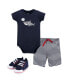 Baby Boys Cotton Bodysuit, Shorts and Shoe 3pc Set, Blue Shark