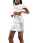 Фото #1 товара Threadbare metalic denim mini skirt in silver