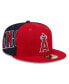 ფოტო #1 პროდუქტის Men's Red/Navy Los Angeles Angels Gameday Sideswipe 59fifty Fitted Hat