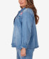 Plus Size In Full Bloom Butterfly Embroidered Denim Shirt Jacket