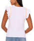 ფოტო #2 პროდუქტის Women's Contrast-Trim Ruffle-Sleeve Cotton Top