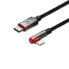 Kątowy kabel przewód Power Delivery z bocznym wtykiem USB-C Iphone Lightning 1m 20W czerwony