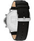 ფოტო #3 პროდუქტის Men's Multifunction Black Leather Watch 43mm
