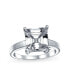 ფოტო #1 პროდუქტის Classic Timeless 3CT CZ Square Asscher Cut Solitaire Engagement Ring For Women Sterling Silver Plain Band