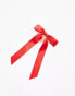 Accessorize long satin hair bow in red