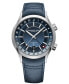 Men's Swiss Automatic Freelancer GMT Blue Leather Strap Watch 41mm