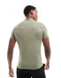 ASOS DESIGN essential muscle fit high neck t-shirt in khaki