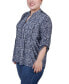 ფოტო #3 პროდუქტის Plus Size 3/4 Roll Tab Sleeve Y-Neck Top