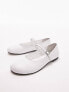 Фото #4 товара Topshop Carmen leather round toe ballet flats in white