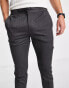 Topman skinny smart trousers with elasticated waistband in charcoal