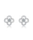 Фото #2 товара Elegant White Gold Plated with Clear Cubic Zirconia Flower Shaped Stud Earrings