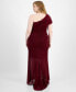 ფოტო #2 პროდუქტის Trendy Plus Size One-Shoulder Glitter Gown