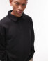 Фото #4 товара Topman long sleeve relaxed sweatshirt polo in black - BLACK