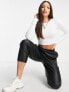 Фото #2 товара ASOS DESIGN Tall fitted crop t-shirt with long sleeve in white