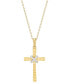 Фото #1 товара Macy's diamond Accent Cross Pendant Necklace in 14k Gold-Plated Sterling Silver, 16" + 2" extender