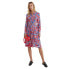 TOMMY HILFIGER Scarf Print Relaxed Fit Long Sleeve Midi Dress