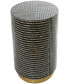 Mother of Pearl Drum Accent Table with Linear Mosaic Pattern and Gold Base