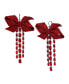 ფოტო #2 პროდუქტის Faux Stone Pave Bow Fringe Earrings