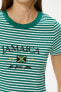 Футболка Koton Green Striped Crop Tee