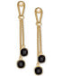 ფოტო #2 პროდუქტის Lapis Lazuli Double Chain Drop Earrings in 14k Gold-Plated Sterling Silver (Also in Onyx & Turquoise)