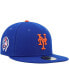 Фото #2 товара Men's Royal New York Mets 9, 11 Memorial Side Patch 59Fifty Fitted Hat