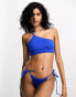 Weekday Flame one shoulder bikini top in blue