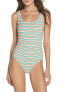 Фото #1 товара Onia Women's 173693 Stripe Low Back One-Piece Yellow Swimsuit Size S