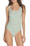 Onia Women's 173693 Stripe Low Back One-Piece Yellow Swimsuit Size S