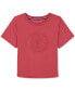 ფოტო #1 პროდუქტის Big Girls Embroidered Crest Short-Sleeve Boxy T-Shirt