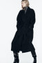 Longline belted wool blend coat