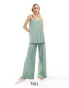 Фото #1 товара 4th & Reckless Tall exclusive pleated wide leg trousers co-ord in sage