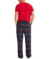 ფოტო #2 პროდუქტის Men's Plaid Pajama Pants & Solid Pajama T-Shirt Set