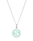 Фото #35 товара Auburn Jewelry mini Initial Pendant Necklace in Sterling Silver and Mint Enamel, 16" + 2" Extender