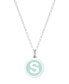 Фото #55 товара Auburn Jewelry mini Initial Pendant Necklace in Sterling Silver and Mint Enamel, 16" + 2" Extender