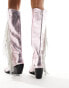 Azalea Wang Joydistrict tassled metallic western boot in pink