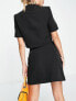 Фото #2 товара Extro & Vert button front mini skirt with pocket detail in black co-ord
