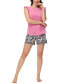 ფოტო #5 პროდუქტის Women's Ruffle Sleeve Tank with the Shorts 2 Pc. Pajama Set
